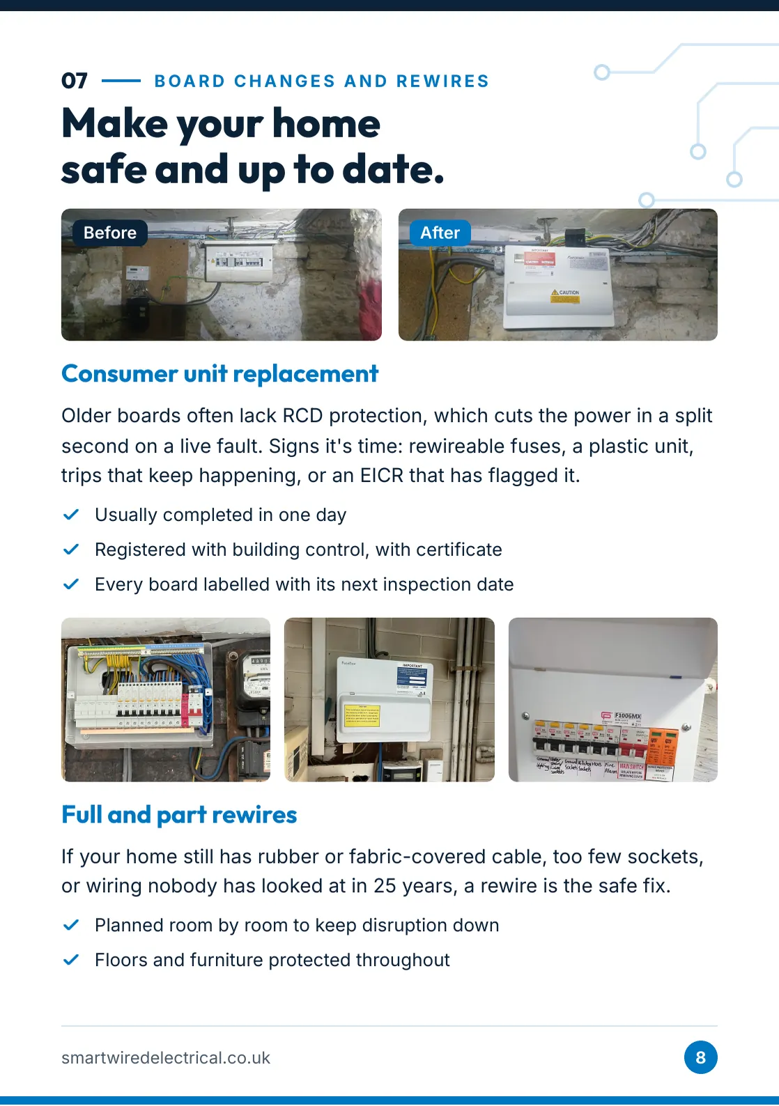 Brochure page 8: Board changes and rewires