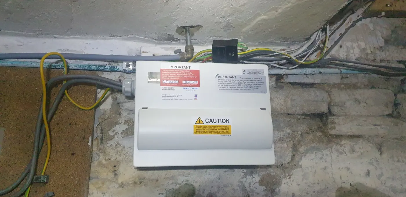 New consumer unit with a SmartWired inspection label