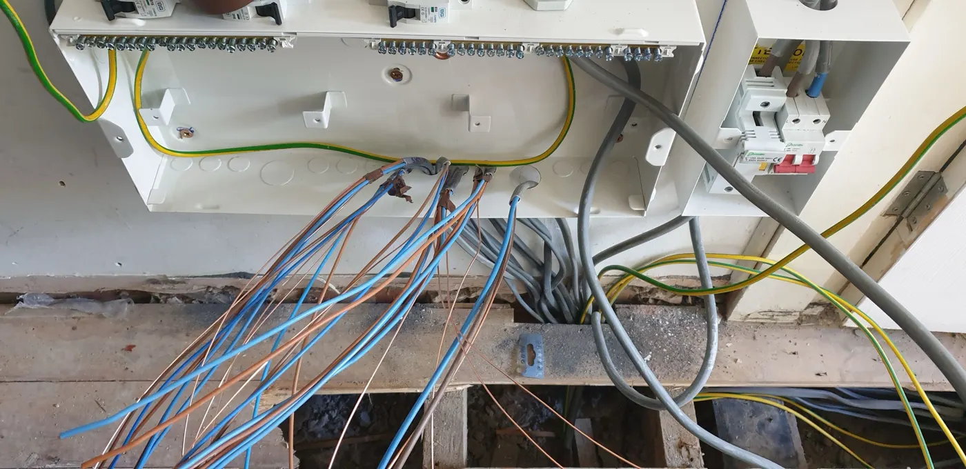 Circuit cables being brought into a new consumer unit